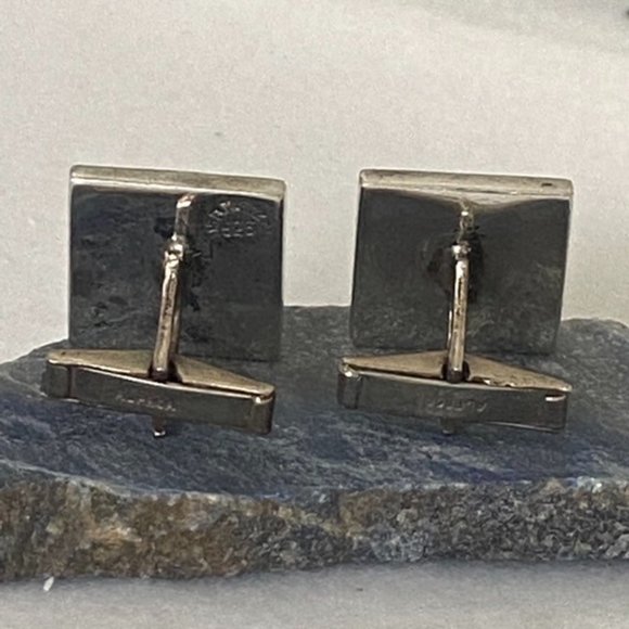 Sterling Silver A. Munoz Taxco Abalone Cuff Links - Picture 12 of 16